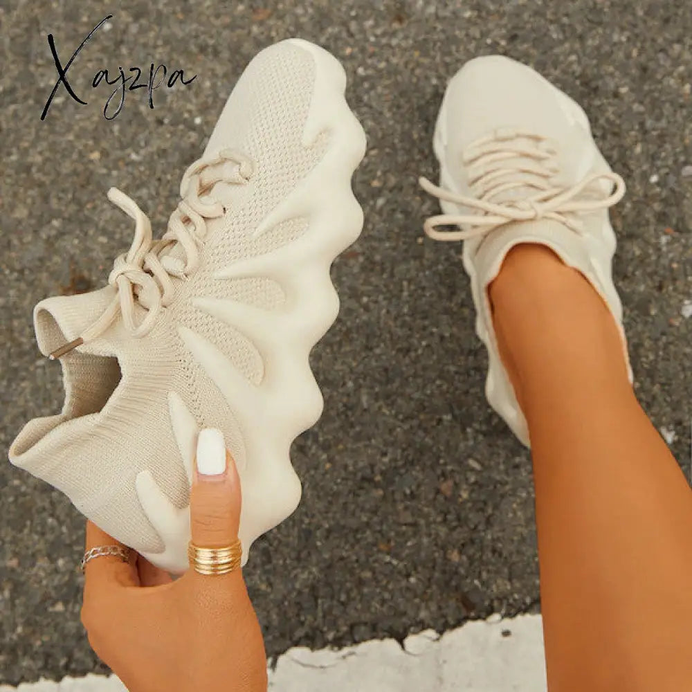 Xajzpa - Women’s Casual Fashion Lightweight Sock Sneakers Beige / 5