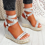 Xajzpa - Women’s Daily Sandals Numy Wedge Rock Studs Platform Shoes