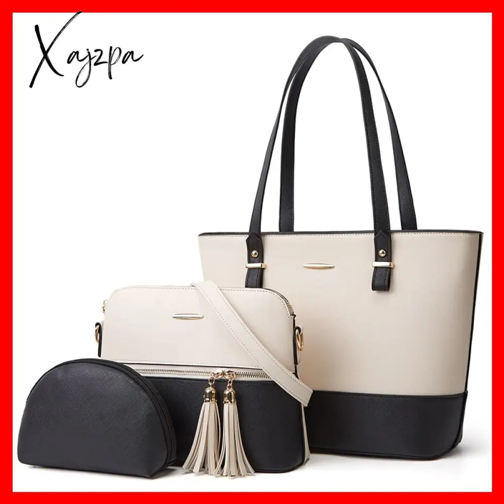 Xajzpa - Women’s Handbag Shoulder Bag 3 Pieces Set Messenger Hand Wallet Ladies Designer Luxury