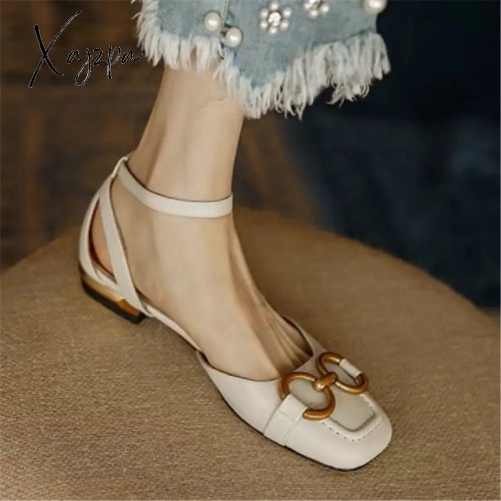 Xajzpa - Women’s Sandals Elegant Office Ladies Shoes And Women Casual Square Heel Slip On Woman