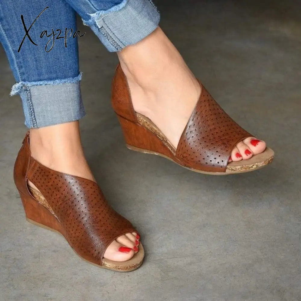 Xajzpa - Women’s Summer Sandals Wedges Platform Ladies Clog Sandalias Mujer Shoes Female Zipper