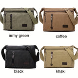 1pc Stylish Army Green Polyester Casual Travel Crossbody Bag - Adjustable Shoulder Strap, Retro Messenger Bag for Going Out, Personality Style, Durable and Water-Resistant - Perfect for Outdoor Hiking and Daily Use