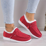 Women's Solid Color Boots, Slip On Round Toe Low-top Velvet Warm Fluffy Non-slip Soft Sole Shoes, Winter Comfy Shoes