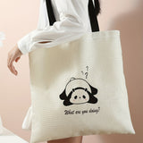 Kawaii Chic Large Capacity Canvas Tote Bag - Stylish Shoulder Bag for Women, Durable & Reusable, Perfect for Casual, Shopping, Travel & Beach - Adorable Cartoon Print