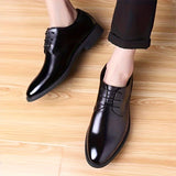 Men's Round Toe Lace-Up Dress Shoes, Non-Slip Formal Shoes For Wedding Party Business