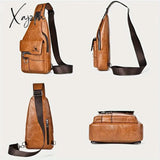 1 Piece Premium Pu Leather Vintage-Style Chest Bag - Spacious Multi-Compartment Crossbody With