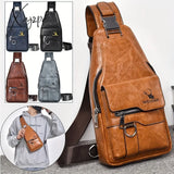 1 Piece Premium Pu Leather Vintage-Style Chest Bag - Spacious Multi-Compartment Crossbody With