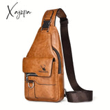 1 Piece Premium Pu Leather Vintage-Style Chest Bag - Spacious Multi-Compartment Crossbody With