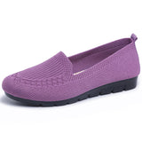 Women's Knitted Solid Color Loafers, Lightweight Non-slip Flat Slip On Shoes, Casual Walking Shoes