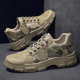 Men's Camouflage Pattern Trendy Trekking Shoes, Wear-resistant Anti-skid Lace-up Casual Shoes For Outdoor