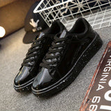 Chic Men's Faux Patent Leather Sneakers - Stylish Low Top with Non-Slip Sole, Comfortable Lace-Up for Outdoor & Everyday Wear