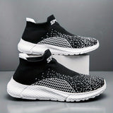 Men's Comfy Slip-On Sock Shoes - Breathable, Soft Sole, Non-Slip, Trendy Woven Knit Design for Outdoor Activities