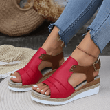 Xajzpa Comfy Platform Women's Colorblock Casual Sandals, Ankle Buckle Strap Versatile Summer Wedge Shoes