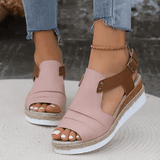 Xajzpa Comfy Platform Women's Colorblock Casual Sandals, Ankle Buckle Strap Versatile Summer Wedge Shoes