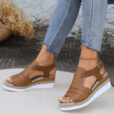 Xajzpa Comfy Platform Women's Colorblock Casual Sandals, Ankle Buckle Strap Versatile Summer Wedge Shoes