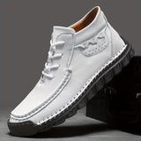 Men's Vintage-Inspired High-Top Boots - Casual Outdoor Work Shoes with Zip Closure, Rubber Sole & Microfiber Lining