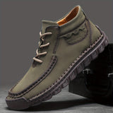 Men's Vintage-Inspired High-Top Boots - Casual Outdoor Work Shoes with Zip Closure, Rubber Sole & Microfiber Lining