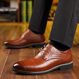 Men's Fashion Round Toe Lace-Up Dress Shoes, Non-Slip Formal Shoes For Wedding Party Business