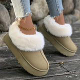 Fall Aesthetic Thermal Plush Lined Snow Boots, Casual Versatile Low Cut Ankle Boots, Round Toe Comfortable Preppy Warm School Winter Boots