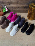 Women's Solid Color Platform Short Boots, Casual Slip On Plush Lined Shoes, Comfortable Ankle Boots