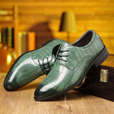 Xajzpa Men's Plaid Pattern Pointed Pointed-toe Derbies, Wear-resistant Anti-skid Lace-up Dress Shoes For Business Office