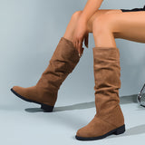 Women's Slouchy Mid Calf Boots, Comfortable Round Toe Pull On Shoes, Classic Boots For Koningsdag/King's Day