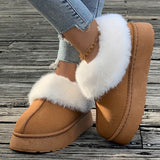 Fall Aesthetic Thermal Plush Lined Snow Boots, Casual Versatile Low Cut Ankle Boots, Round Toe Comfortable Preppy Warm School Winter Boots