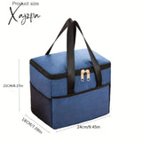 1Pc Durable Canvas Cooler Lunch Tote Bag - Insulated For Hot & Cold Large Capacity Stylish Womens