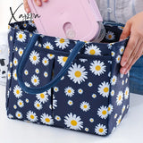 1Pc Extra Large Daisy Print Lunch Tote Bag - Reusable Insulated & Stylish For Teens Adults Perfect