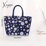 1Pc Extra Large Daisy Print Lunch Tote Bag - Reusable Insulated & Stylish For Teens Adults Perfect