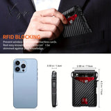 1Pc Minimalist Men’s Wallet Rfid Blocking Credit Card Holder With Money Clip Slim Bifold Ideal