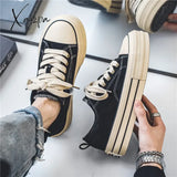 2024 Hot Sale Classic Black Canvas Shoes Men Spring Summer Platform Sneakers Comfort Low-Top Mens