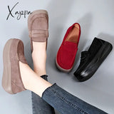 2024 New Spring Autumn Shoes Woman Platform Genuine Leather Women Flats Thick Sole Women’s