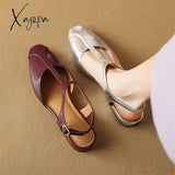 2024 New Women Sandals Split Leather Cover Toe Casual Buckle Strap Summer Shoes For Round Low Heel