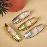 2024 Spring New Retro Women Flat Heel Shoes Fashion Square Toe Ladies Casual Mary Jane Slingback