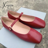 2024 Spring New Retro Women Flat Heel Shoes Fashion Square Toe Ladies Casual Mary Jane Slingback