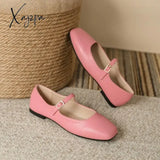 2024 Spring New Retro Women Flat Heel Shoes Fashion Square Toe Ladies Casual Mary Jane Slingback Shoes Shallow Ballerina 35-44