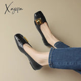 2024 Spring Split Leather Women Shoes Casual Loafers Flats Ladies Real Retro Low Heel Shallow Single