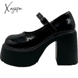 2024 Women’s Shoes Mary Janes High Heel Platform Dress Pump Women Buckle Strap Round Toe Shallow