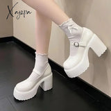 2024 Women’s Shoes Mary Janes High Heel Platform Dress Pump Women Buckle Strap Round Toe Shallow