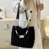 Chic Pleated Cloud Shoulder Bag - Bubble Ruched Tote with Soft Comfort - Fashionable Everyday Accessory for Women