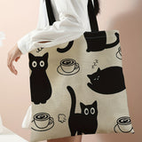 Kawaii Chic Large Capacity Canvas Tote Bag - Stylish Shoulder Bag for Women, Durable & Reusable, Perfect for Casual, Shopping, Travel & Beach - Adorable Cartoon Print