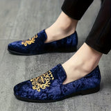 Luxurious Velvet Loafers for Men - Elegant Embroidered Design - Comfortable Non-Slip Sole - Perfect for Spring and Summer