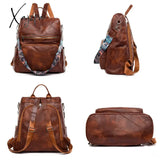 3-In-1 Women Backpacks Vintage Female Shoulder Bags Soft Leather Back Pack Ladies Travel Bagpack