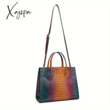 3-Piece Crocodile Print Handbag Set - Fashionable Vintage Style Multi-Functional Top Handle