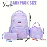 3-Piece Polka Dot Backpack Set For Teen Girls - Adjustable Lightweight Large Capacity Multi-Pocket