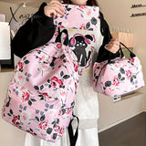 3-Piece Set Floral Fashion Backpack Collection - Stylish Student School Bag With Insulated Lunch