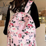 3-Piece Set Floral Fashion Backpack Collection - Stylish Student School Bag With Insulated Lunch