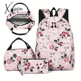 3-Piece Set Floral Fashion Backpack Collection - Stylish Student School Bag With Insulated Lunch