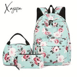 3-Piece Set Floral Fashion Backpack Collection - Stylish Student School Bag with Insulated Lunch Zipper Handbag & Detachable Zipper Clutch Bag for Girls and Women